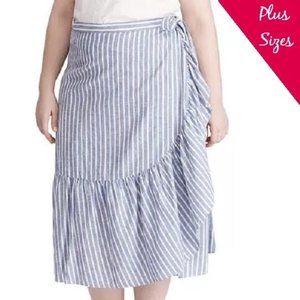 Chaps | Ruffle Midi Skirt, Blue Stripe